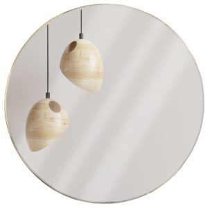 Okrągłe lustro ścienne w złotej ramie metalowe złote 55 cm